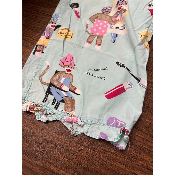 Nick & Nora 2 Piece Sock Monkey Womens Blue Cosmetics Makeup  Pajama Set Size S - Picture 5 of 7